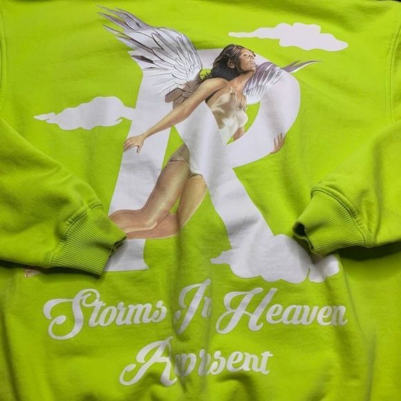 Represent Mens S Hoodie Gold Lime Green Angel Graphic Print - Picture 6 of 15